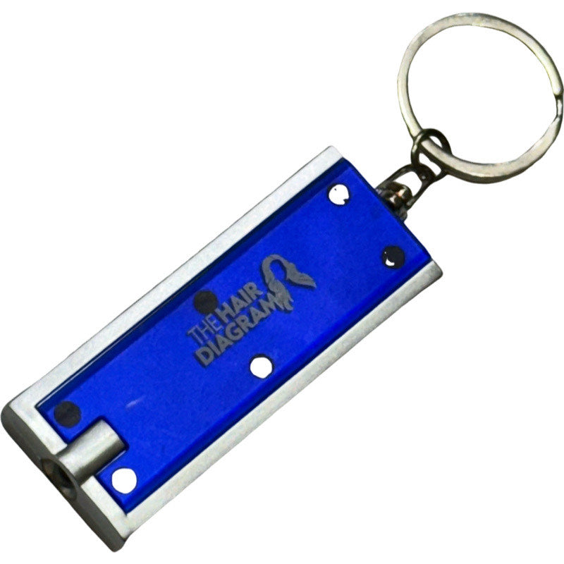 The Hair Diagram Keychain with Light - Vibrant Blue Metal Coated LED Keychain for Stylish and Functional Use