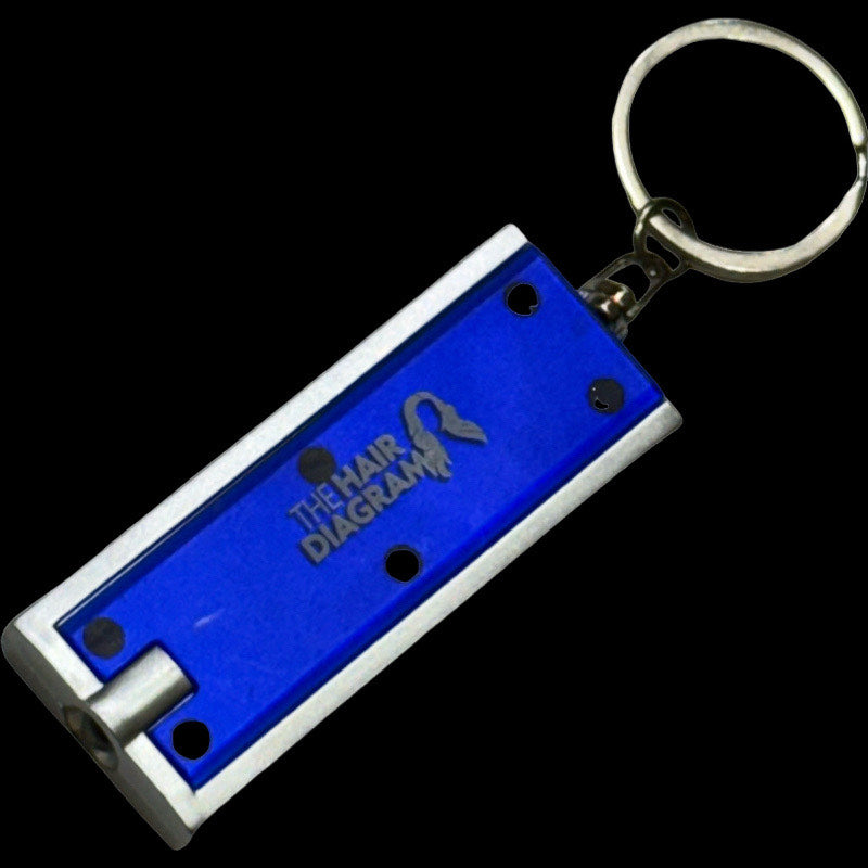 The Hair Diagram Keychain with Light - Vibrant Blue Metal Coated LED Keychain for Stylish and Functional Use