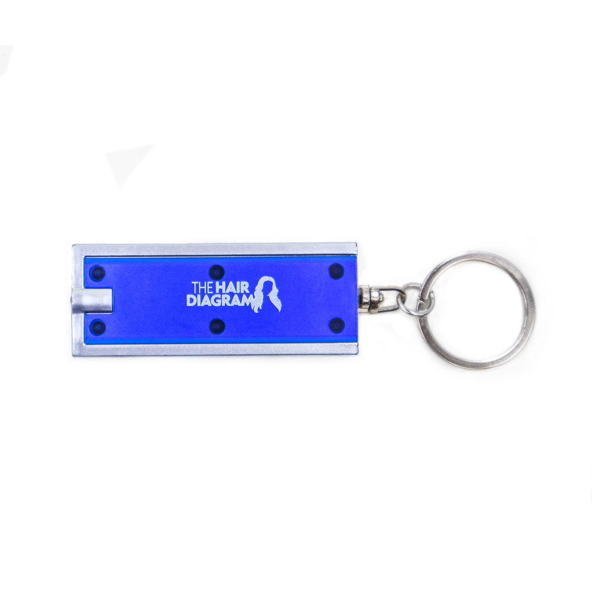 The Hair Diagram Keychain with Light - Vibrant Blue Metal Coated LED Keychain for Stylish and Functional Use