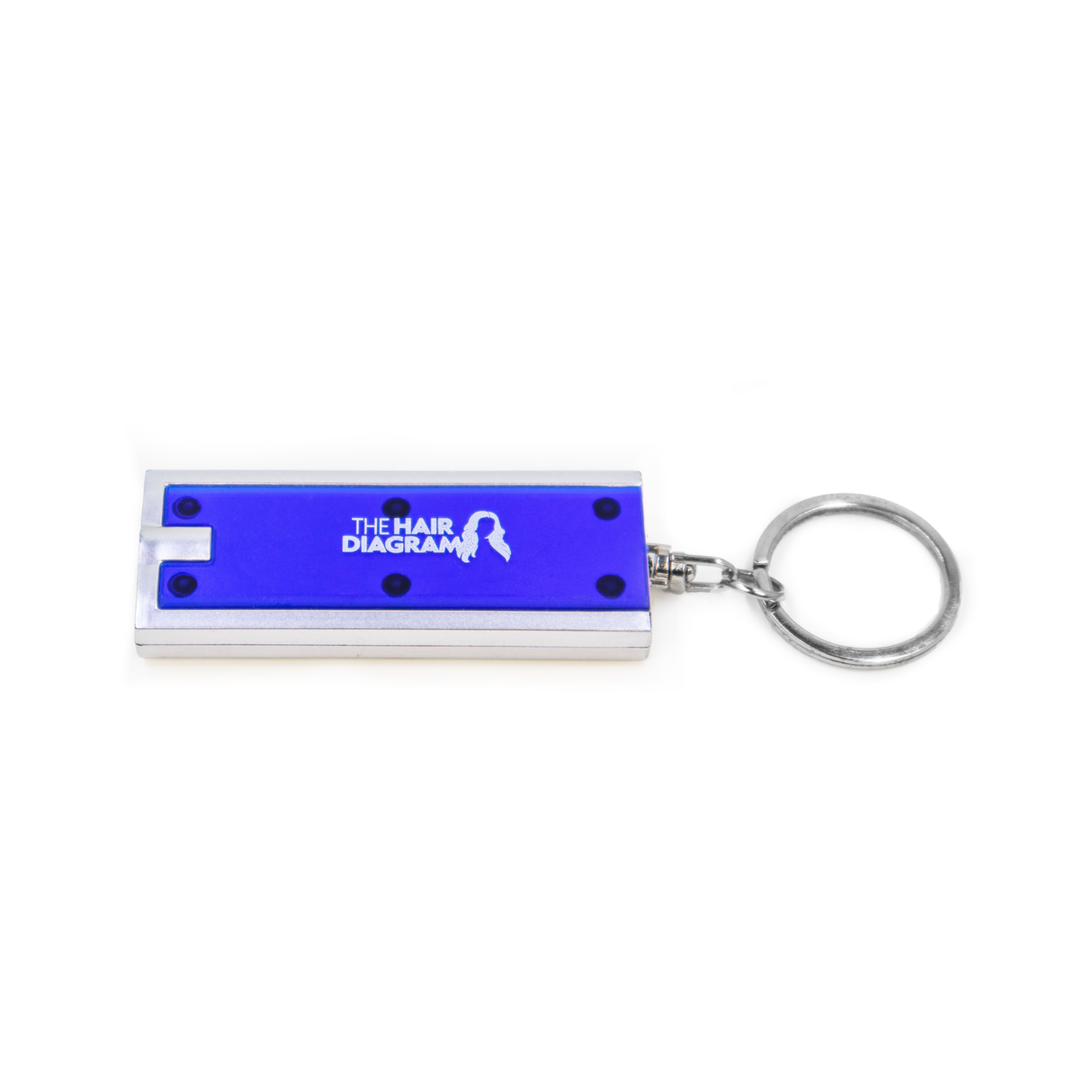 The Hair Diagram Keychain with Light - Vibrant Blue Metal Coated LED Keychain for Stylish and Functional Use