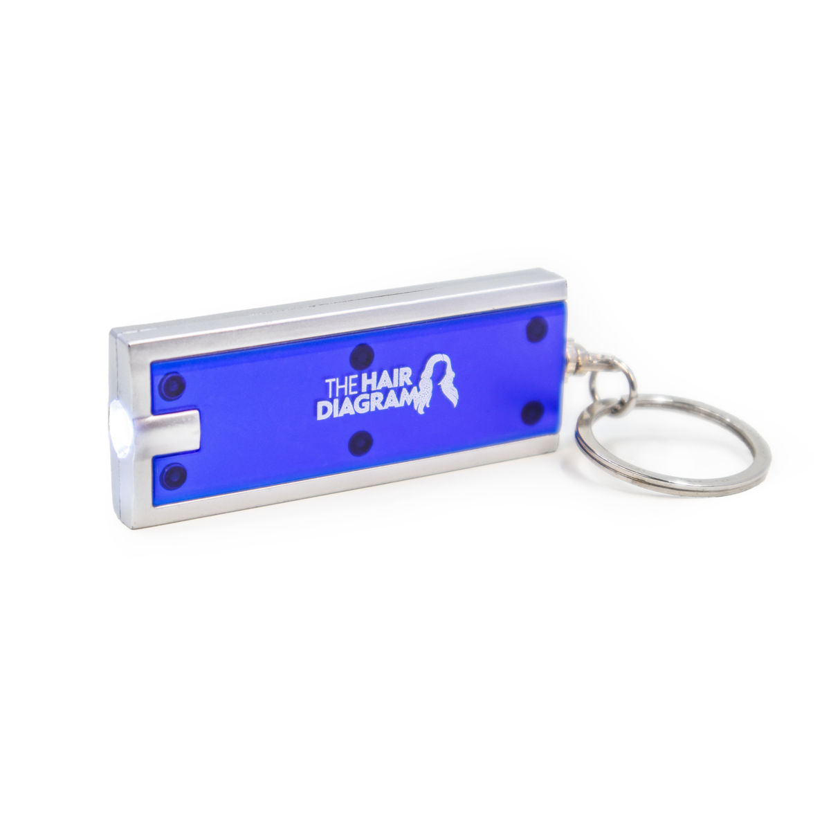The Hair Diagram Keychain with Light - Vibrant Blue Metal Coated LED Keychain for Stylish and Functional Use