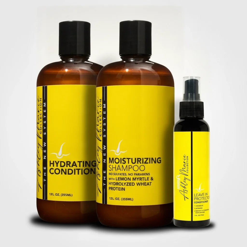 The Ashley Marie Complete Moisture Care System | Moisturizing Shampoo, Hydrating Conditioner & Leave-In Protector by The Hair Diagram