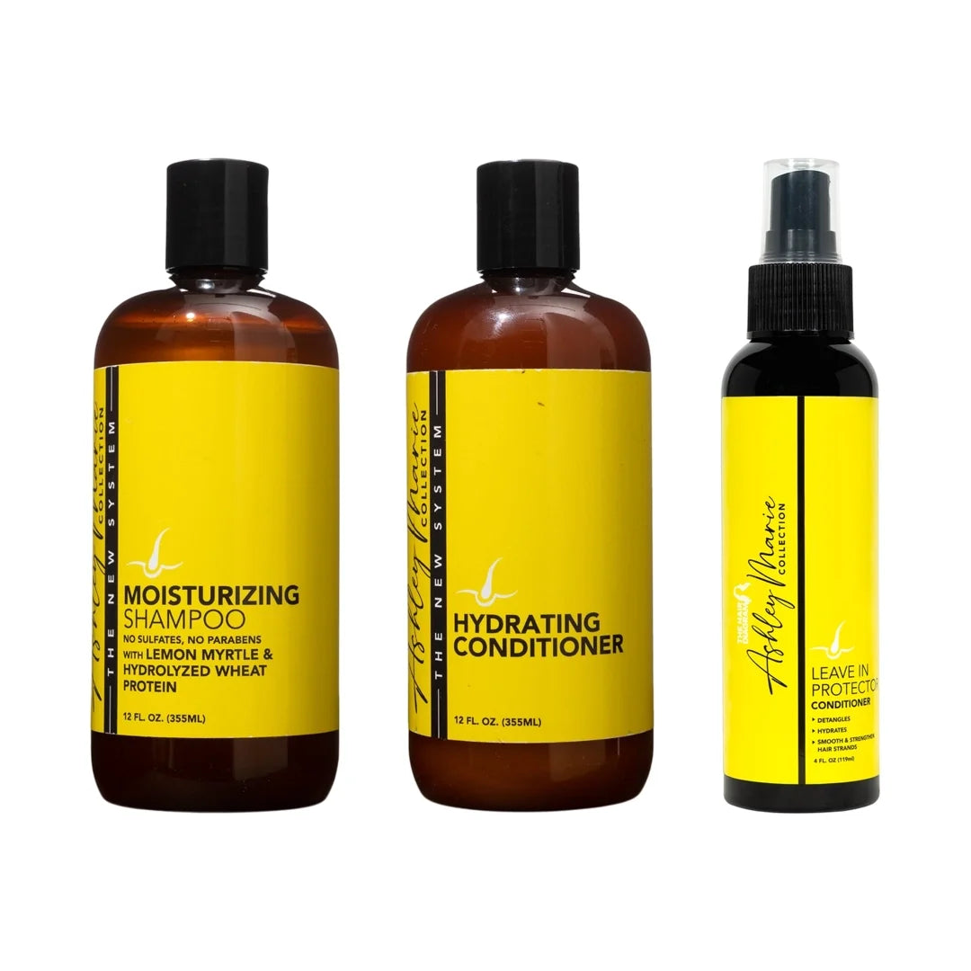 The Ashley Marie Complete Moisture Care System | Moisturizing Shampoo, Hydrating Conditioner & Leave-In Protector by The Hair Diagram