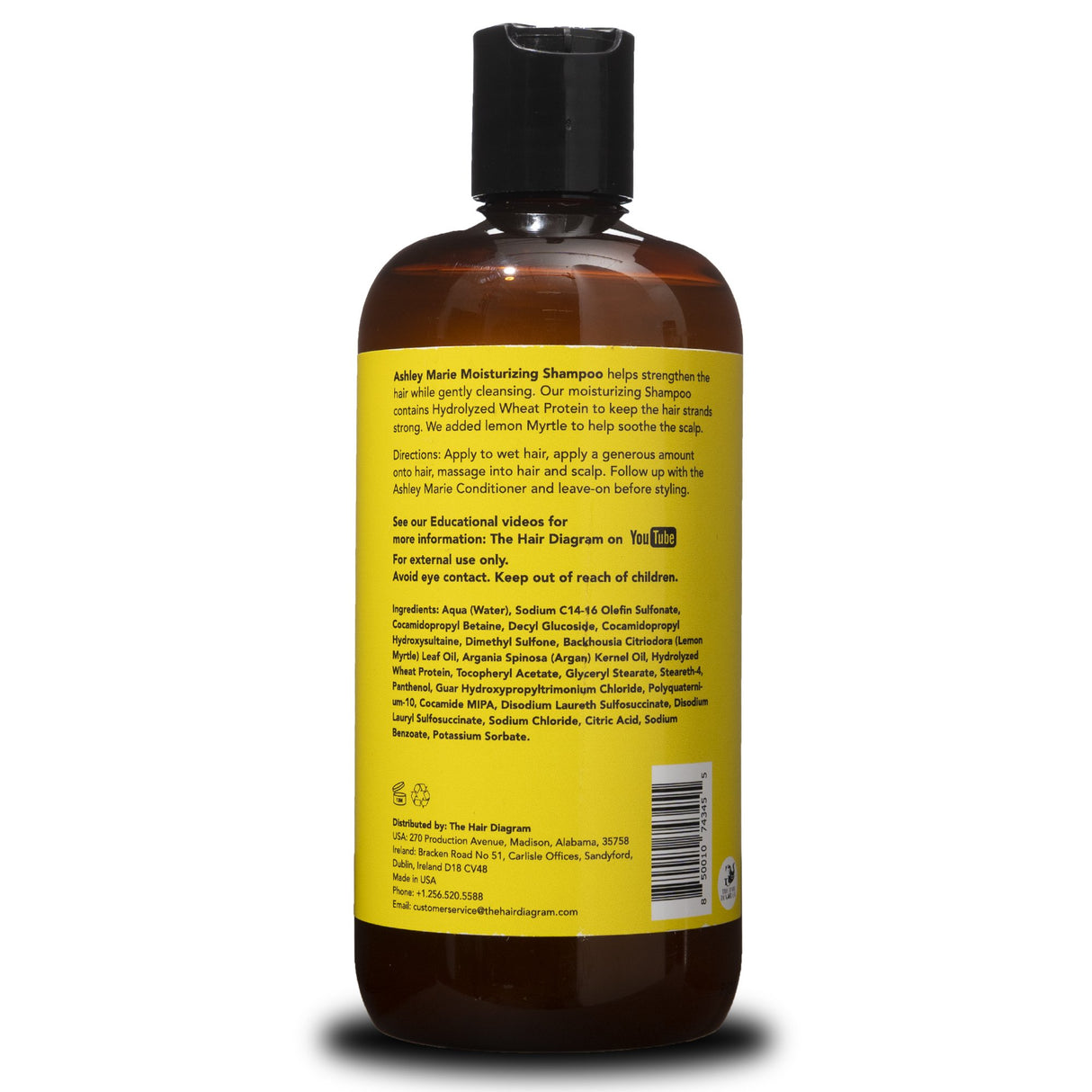 The Hair Diagram Moisturizing Shampoo & Hydrating Conditioner Combo Bundle - Ashley Marie Collection 2 x 12oz Bottles for Nourishing Haircare