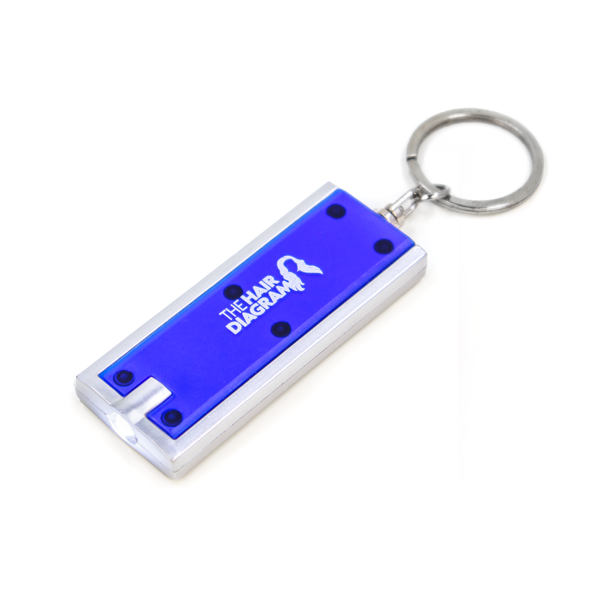 The Hair Diagram Keychain with Light - Vibrant Blue Metal Coated LED Keychain for Stylish and Functional Use