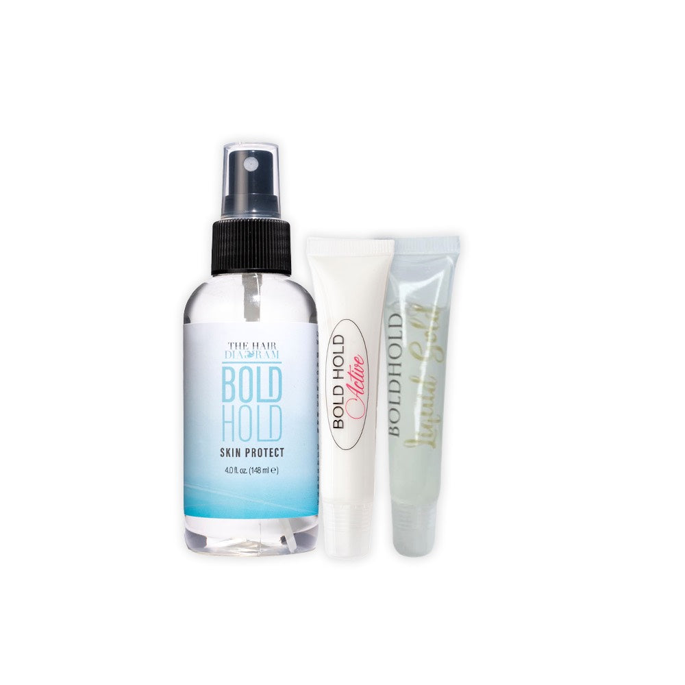 Bold Hold Active Glider .5oz, Liquid Gold Glider .5oz, and Bold Hold Skin Protect 4oz Bundle Pack by The Hair Diagram