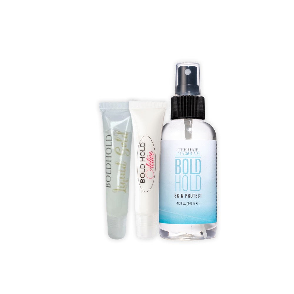 Bold Hold Active Glider .5oz, Liquid Gold Glider .5oz, and Bold Hold Skin Protect 4oz Bundle Pack by The Hair Diagram