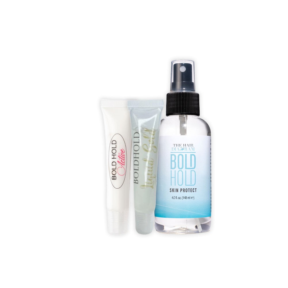 Bold Hold Active Glider .5oz, Liquid Gold Glider .5oz, and Bold Hold Skin Protect 4oz Bundle Pack by The Hair Diagram