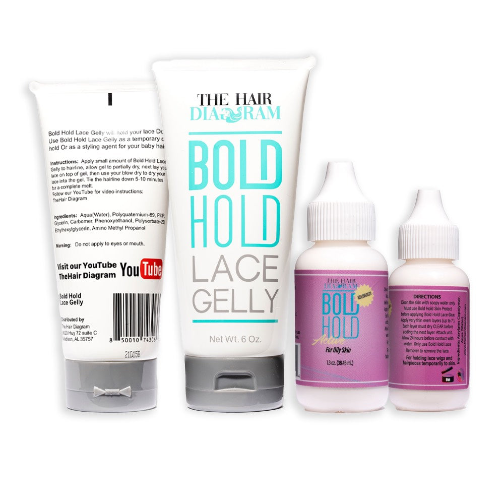 Bold Hold Active Lace Wig Glue 1.3oz & Gelly 6oz Combo Pack by The Hair Diagram