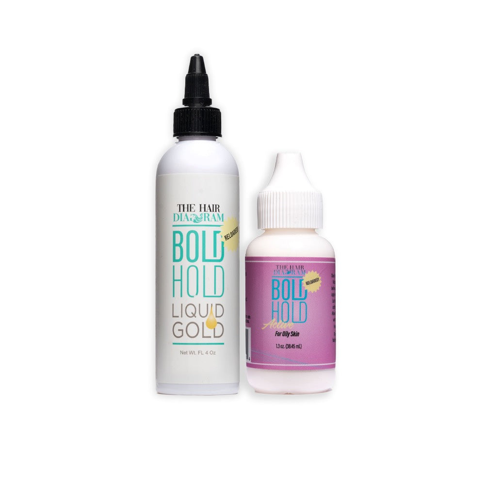 Bold Hold Active Lace Wig Glue 1.3oz & Liquid Gold 4oz Combo Pack by The Hair Diagram