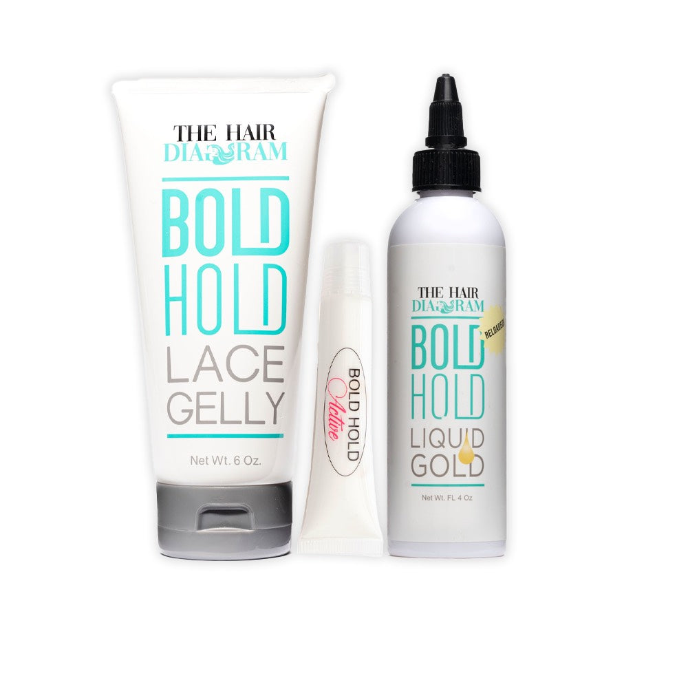 Bold Hold Active Glider .5oz, Gelly 6oz and Liquid Gold 4oz Bundle by The Hair Diagram