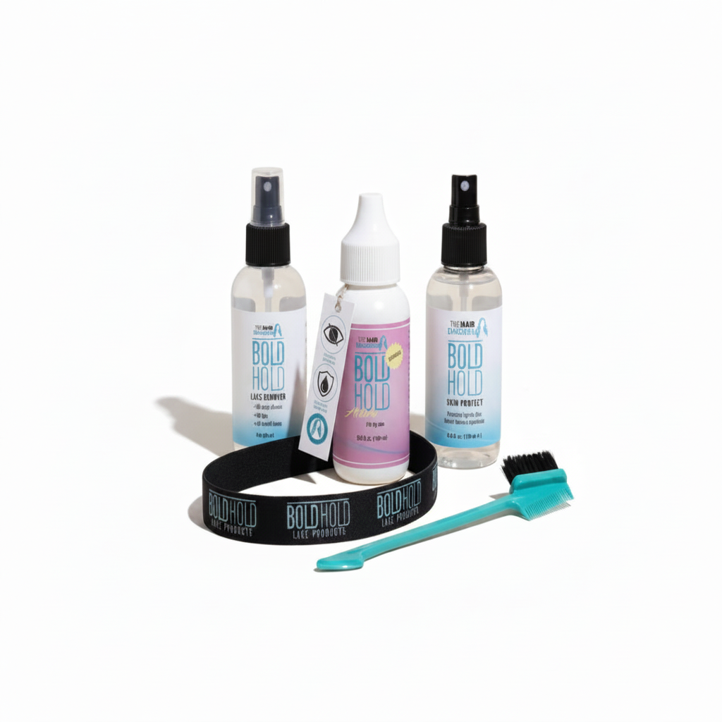 The Hair Diagram Bold Hold Active Reloaded Lace Wig Install Kit | Active 1.3 oz, Skin Protect, Remover, Elastic Melt Band & 3-in-1 Spatula