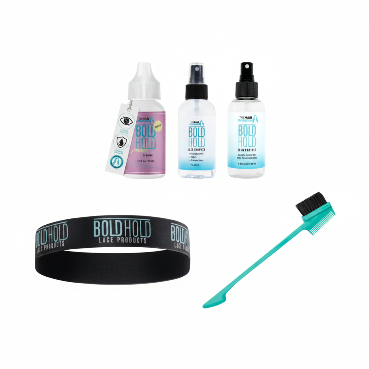 The Hair Diagram Bold Hold Active Reloaded Lace Wig Install Kit | Active 1.3 oz, Skin Protect, Remover, Elastic Melt Band & 3-in-1 Spatula