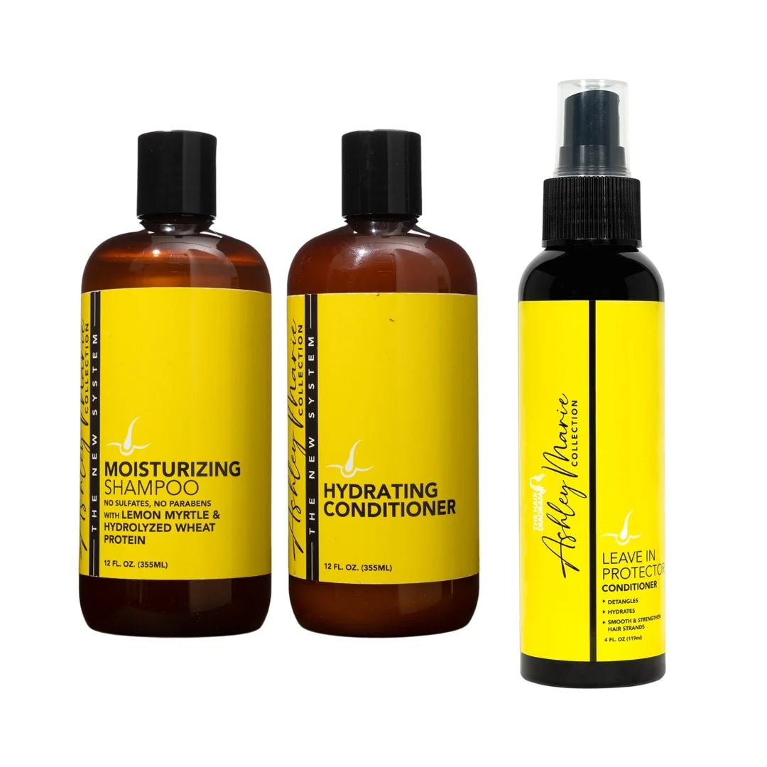 The Ashley Marie Complete Moisture Care System | Moisturizing Shampoo, Hydrating Conditioner & Leave-In Protector by The Hair Diagram