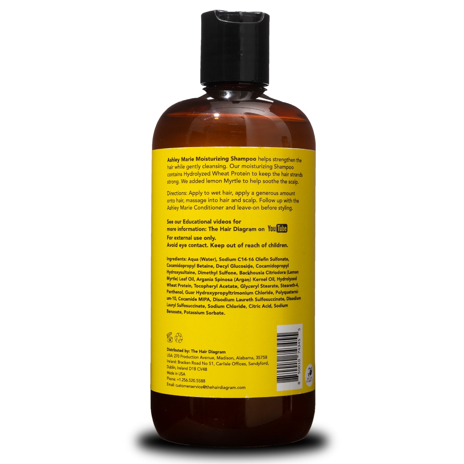 Moisturizing Shampoo - Ashley Marie Collection - No Sulfates No Parabens - The Hair Diagram - 12oz